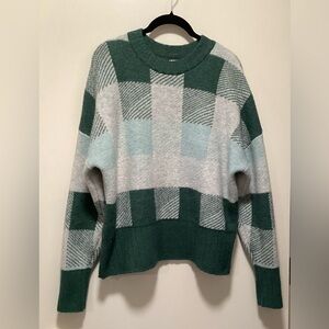 A New Day Green and White Checkered Sweater